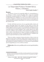 La Seguridad Pública: Problemática, Retos y Desafíos